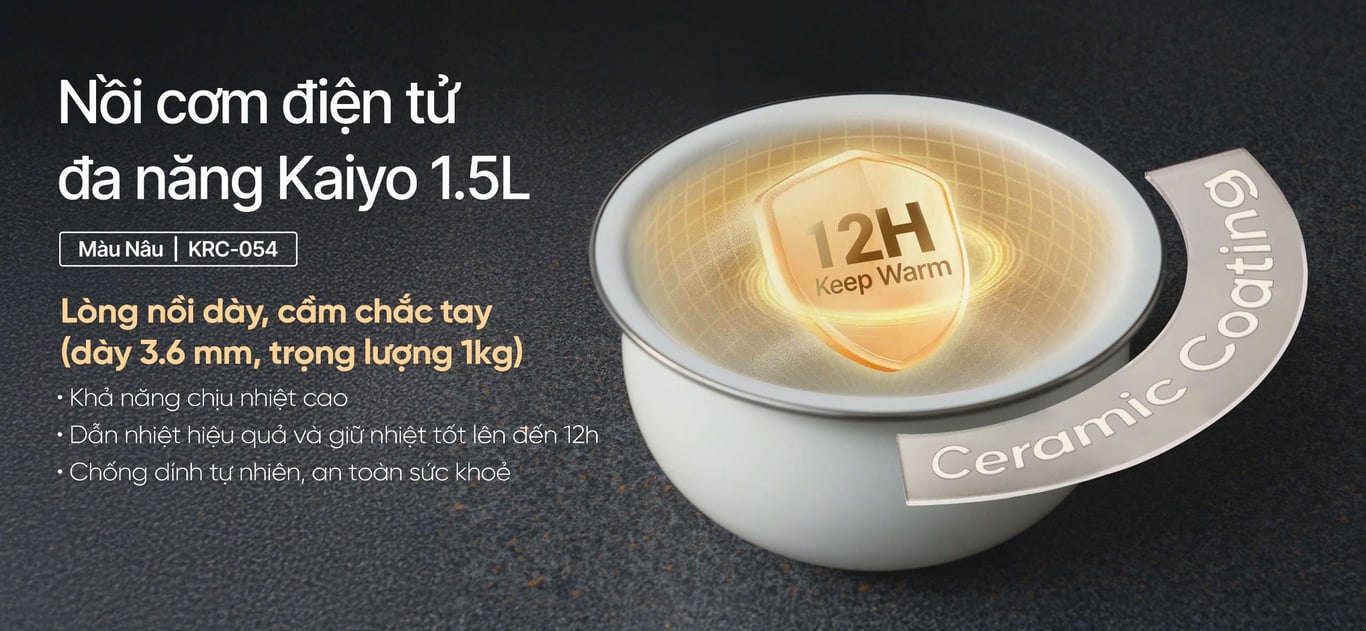 NỒI CƠM ĐIỆN TỬ ĐA NĂNG 1.5L KAIYO (KRC-054)