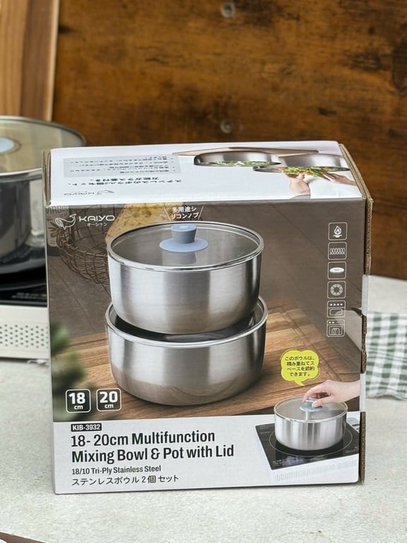 Set 2 nồi đa năng kiêm âu đựng thực phẩm triply Kaiyo