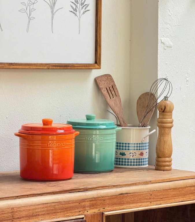 Hũ gốm muối dưa cà, đựng mỡ lợn cầu vồng Kaiyo