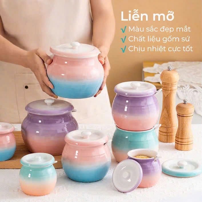 MK10- Liễn mỡ gốm sứ, dung tích 680ml