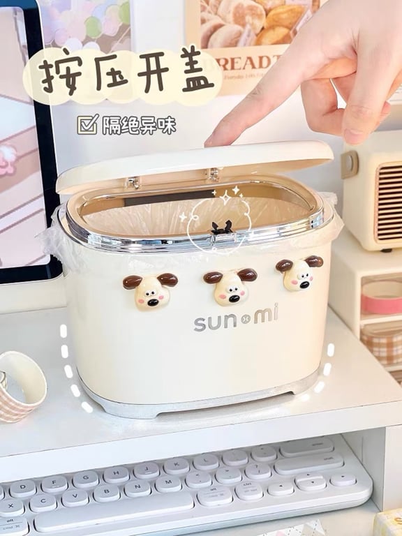 THÙNG RÁC MINI ĐỂ BÀN KÈM PHỤ KIỆN 🐶  cute