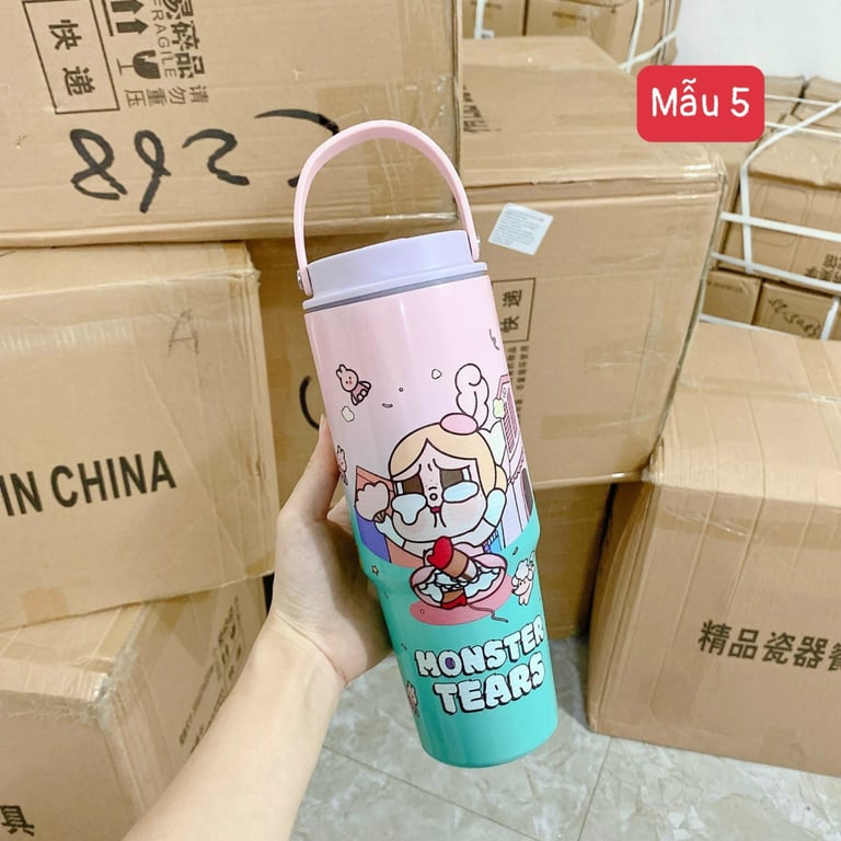 BÌNH GIỮ NHIỆT LABUBU , STITCH , HOẠT HÌNH 900ml xinh xinh yêu yêu