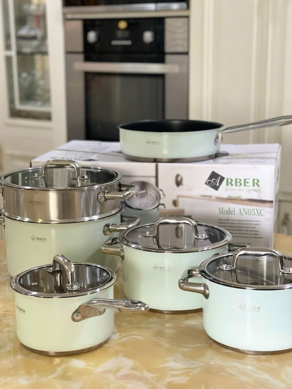 BỘ NỒI 5 MÓN ARBER AN05XC ĐẦY ĐỦ NỒI CHẢO