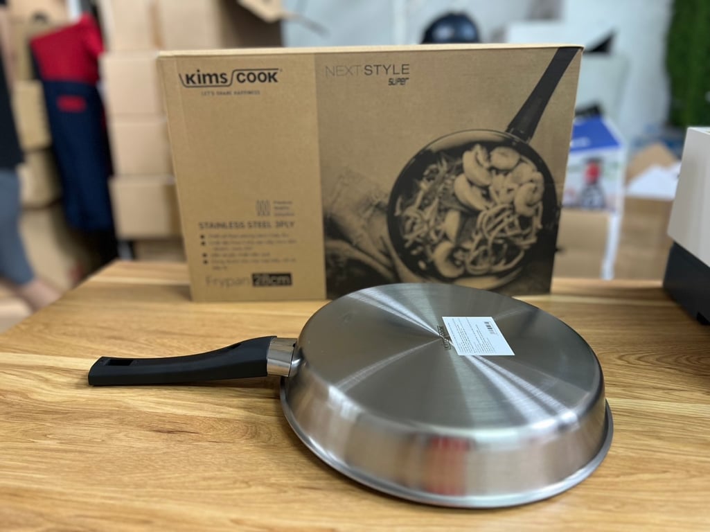 Chảo Next Style Super inox 3 lớp đáy từ Kims Cook 28cm