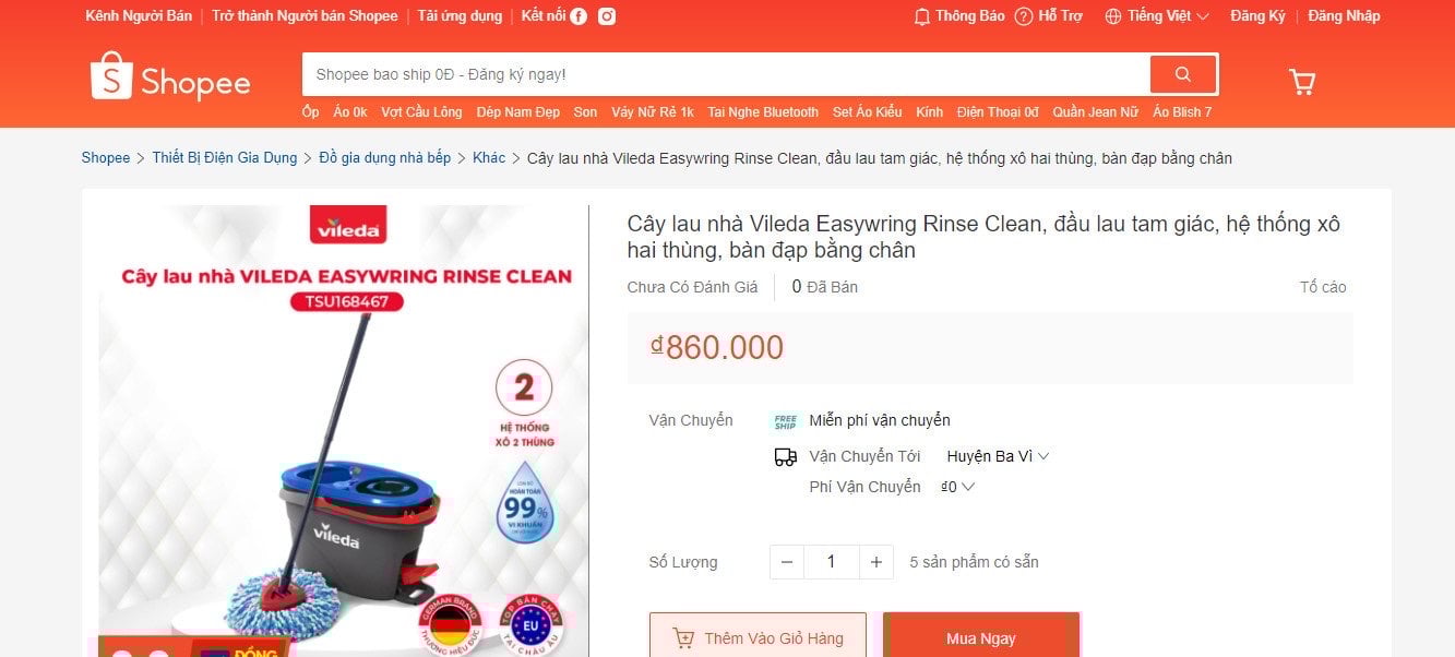 Cây lau nhà VILEDA EASYWRING RINSE CLEAN