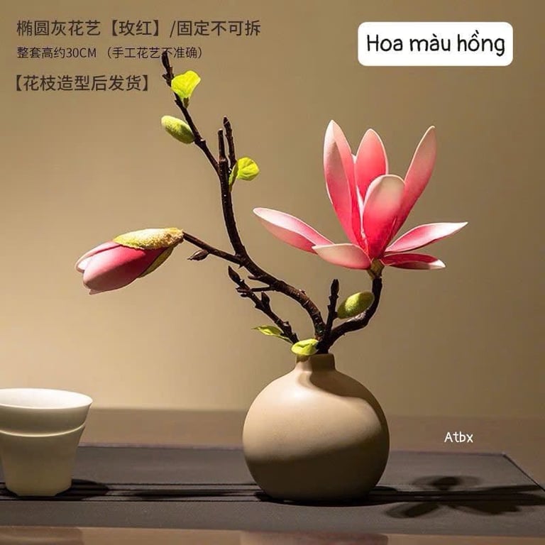Cành Hoa Mộc Lan Kèm Lọ bằng gốm sứ xinh ơi là xinh