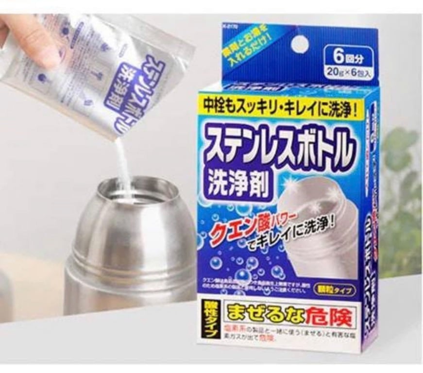 Set 6 gói khử cặn, làm sáng bóng bình inox, cốc inox Kokubo