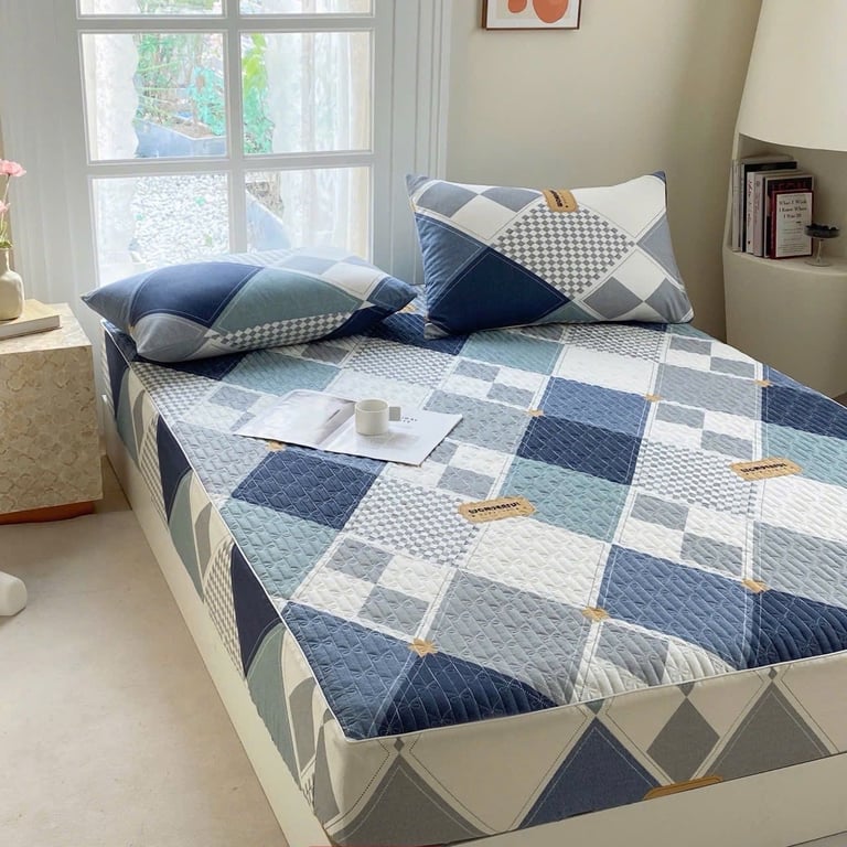 Bộ ga gối chun trần  Chất cotton living 100% 1.6-1.8-2.2m