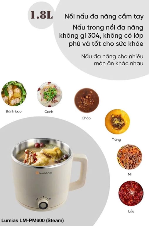 PM600 - Nồi điện đa năng Lumias 1.8L