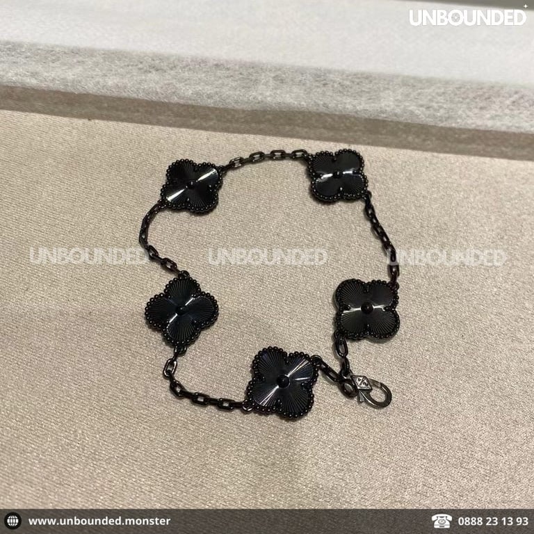 Lắc Vintage Alhambra bracelet 5 motifs Full Black