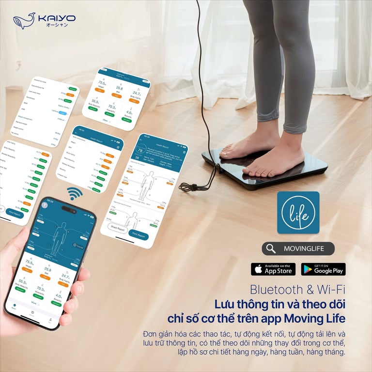 Cân sức khỏe và phân tích 20 chỉ số cơ thể Kaiyo (KSS-408)