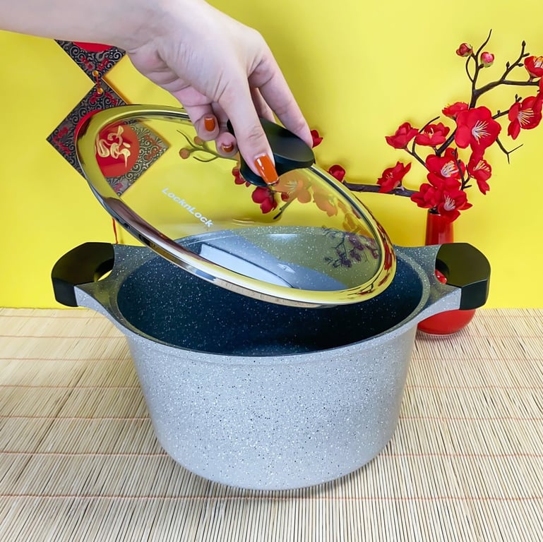 NỒI LOCK ĐÁ 7 LỚP STONE PHI 24cm LOCK & LOCK LCA6244D