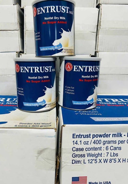 Sữa Entrust nonfat dry milk no sugar added Mỹ 400g
