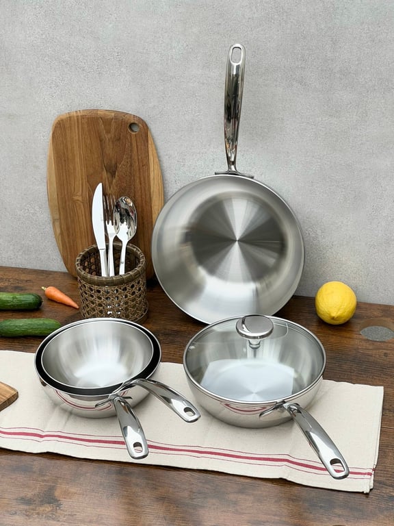 CHẢO ĐÚC INOX NGUYÊN KHỐI 3 LỚP KAIYO (16-18-20cm)