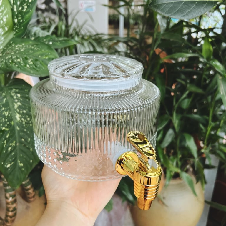 Bình_nước_thuỷ_tinh_sọc_chịu_nhiệt cao cấp 2.4L