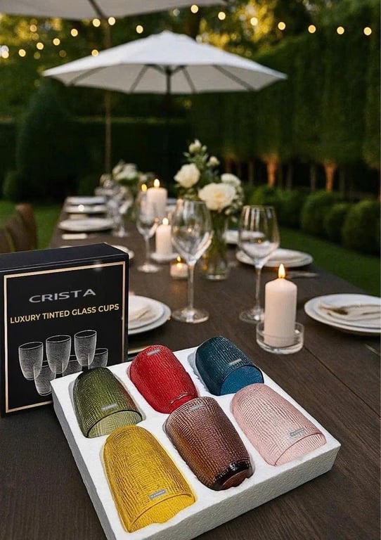 BỘ 6 CỐC THỦY TINH VÂN LƯỚI DẬP NỔI CRISTA 420ML