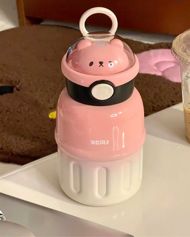 BÌNH GIỮ NHIỆT GẤU KÈM STICKER DÁN CUTE 500ml