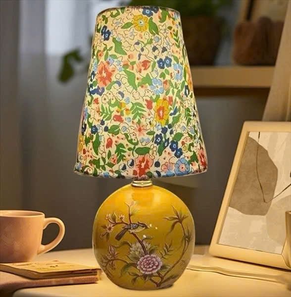 ĐÈN NGỦ GỐM HOA MEN VẼ TAY THỦ CÔNG