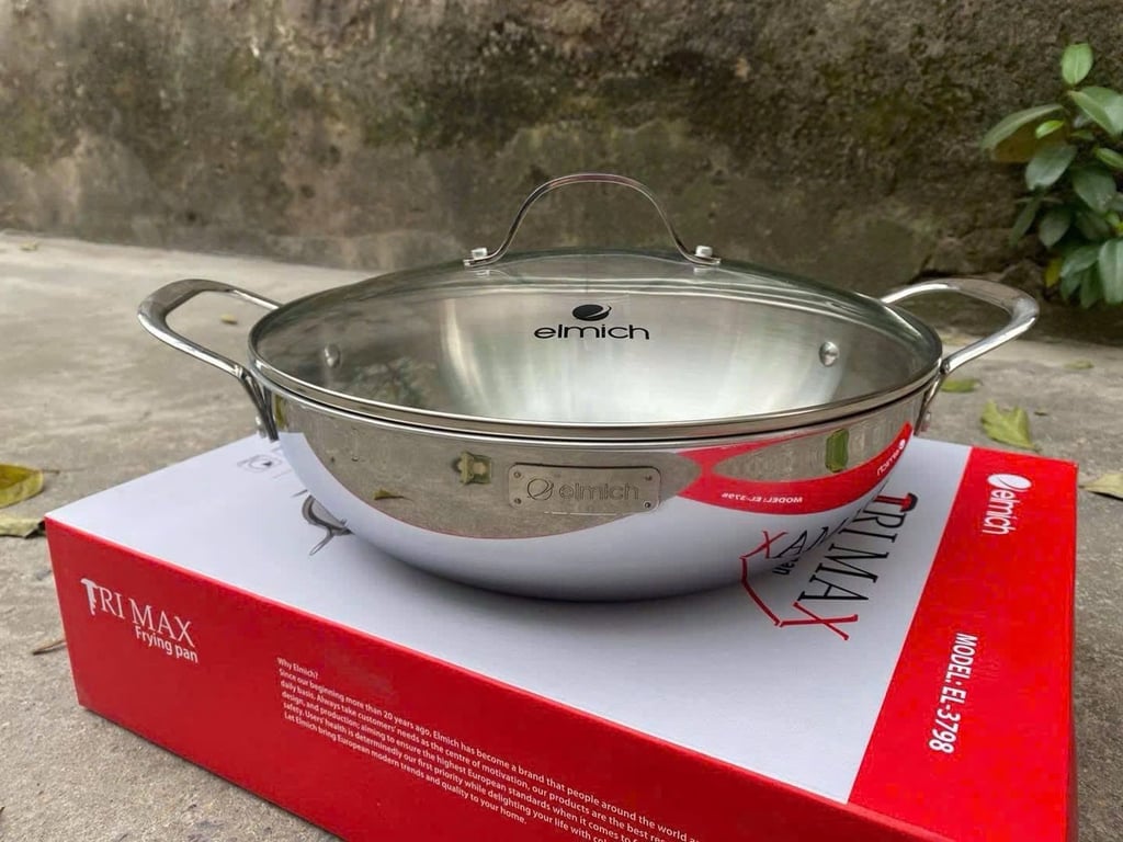 CHẢO XÀO INOX CAO CẤP 3 LỚP ĐÁY LIỀN ELMICH TRIMAX EL3798