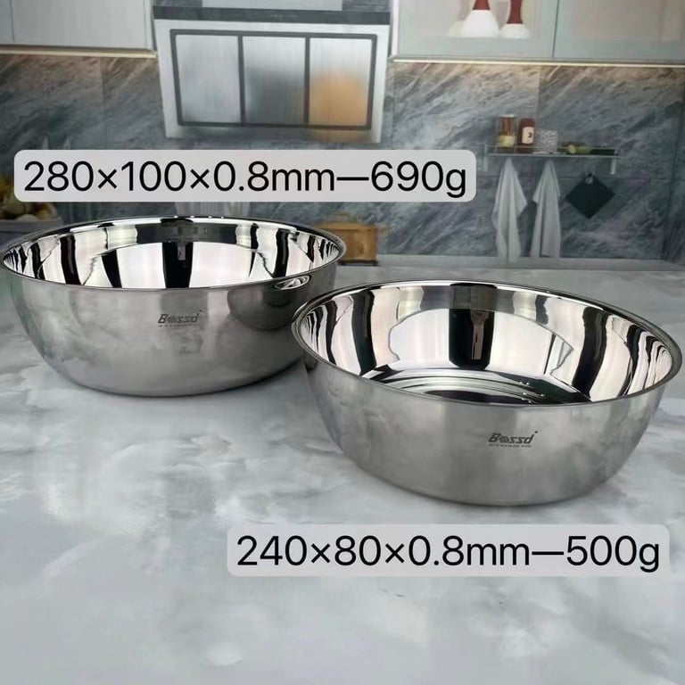 TÔ TRỘN THỨC ĂN KIÊM CHẬU RỬA INOX BOSSD, Size 24/28cm
