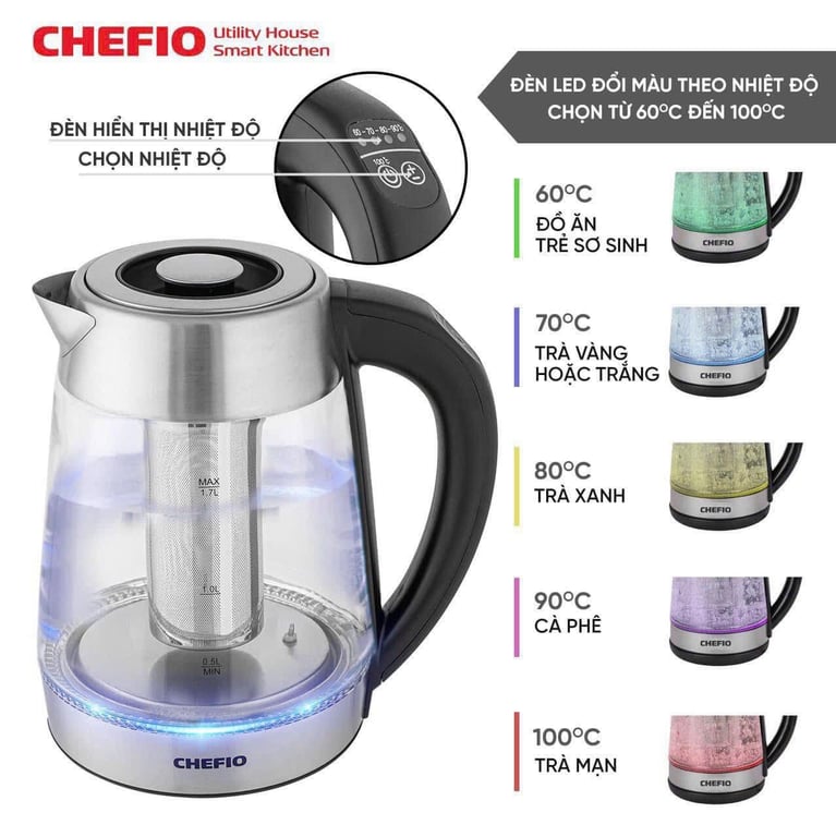 Ấm siêu tốc Đức CHEFIO CFK2235 1.7L