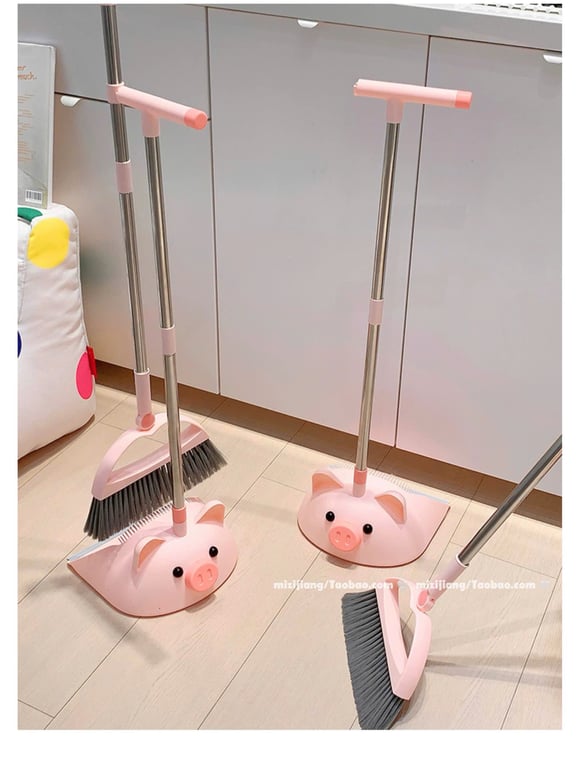 Bộ chổi hót rác heo hồng dễ thương