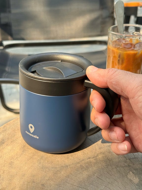 KBN121 - CỐC GIỮ NHIỆT CAO CẤP CÓ NẮP TRƯỢT COCO CAFÉ KAKUSEE