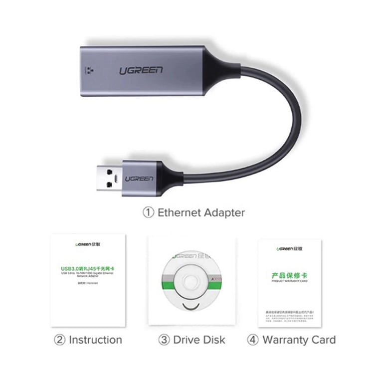 Cáp Chuyển USB 3.0 To Lan Hỗ Trợ 10/100/1000 Mbps - Ugreen 50922