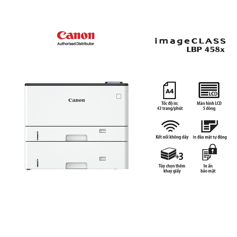 Máy In Laser Đen Trắng Canon LBP458x (In đảo mặt/ A3/ A4/ USB/ LAN/ WIFI)