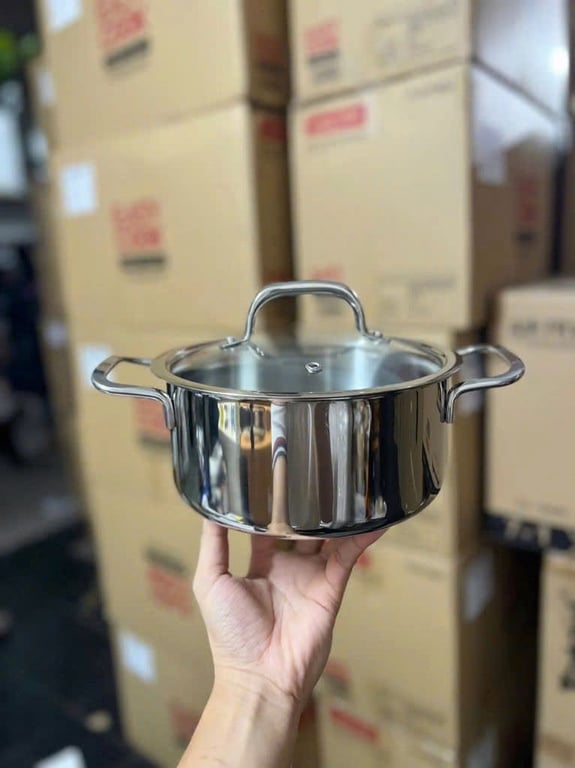 NỒI INOX ĐÁY LIỀN NGUYÊN KHỐI KIMSCOOK VUNG KÍNH sz 24-28cm