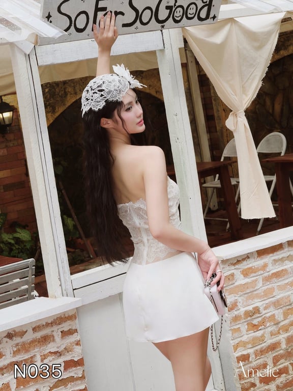 N035- váy ren cúp ngực