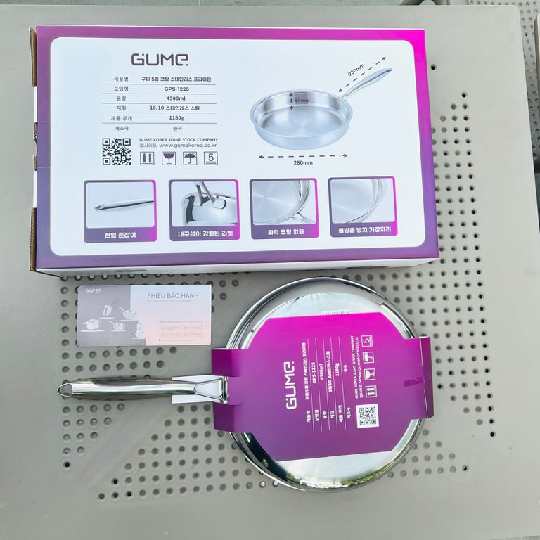 CHẢO INOX 18/10 NGUYÊN KHỐI GUME SIZE 18CM/20CM/24CM/26CM