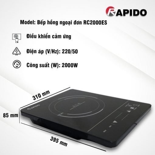 Bếp hồng ngoại đơn RAPIDO RC2000ES -