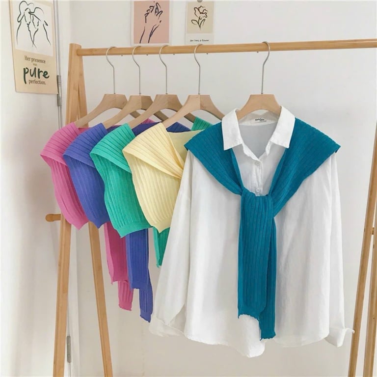 Khăn choàng nhỏ dệt kim phong cách Hàn Quốc