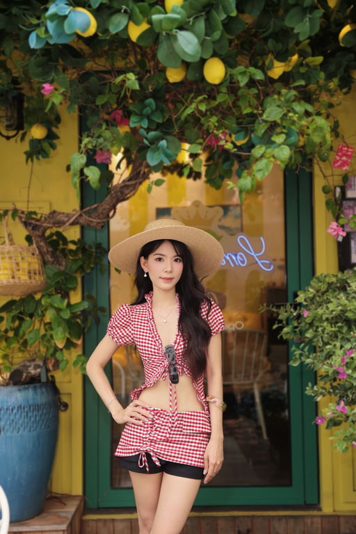 Set caro đỏ ngắn