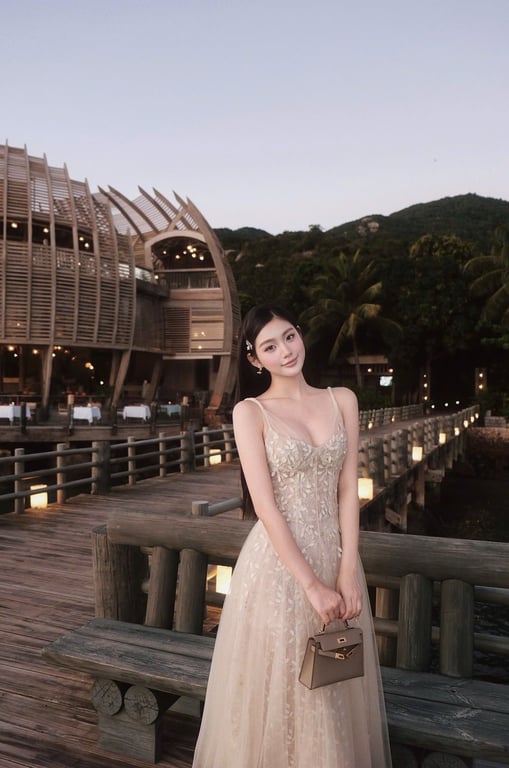 Chouchou - váy lá phối lưới cổ V - size S