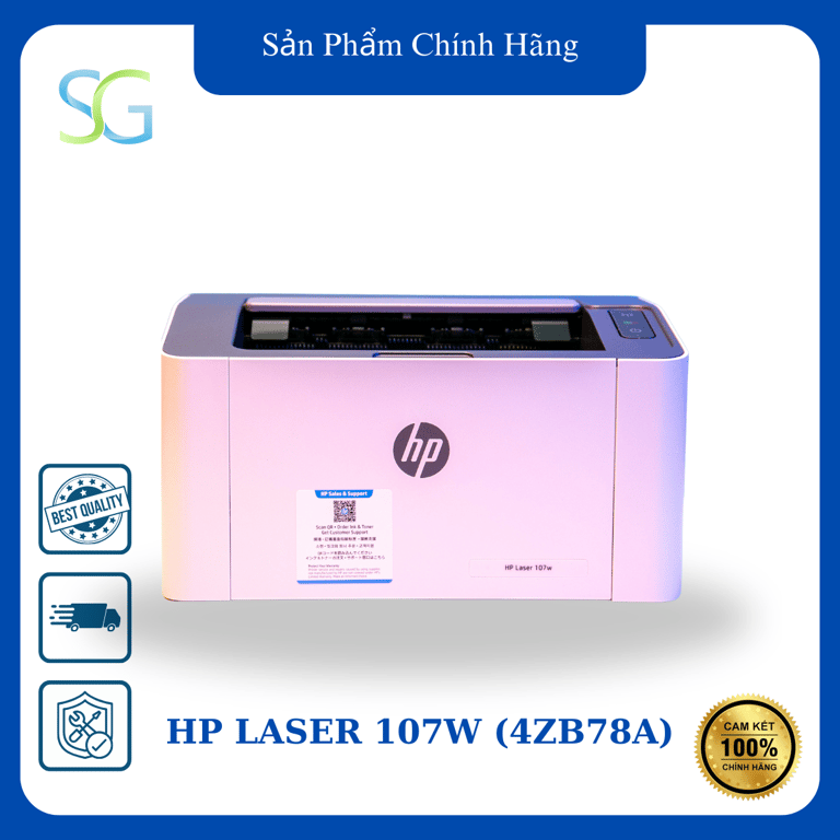 Máy In Đơn Năng Trắng Đen Hp Laser 107w (4ZB78A) - Chính Hãng