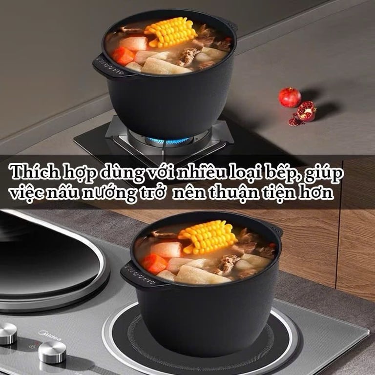 NỒI GANG ĐÚC NGUYÊN KHỐI CHỐNG DÍNH size 16-22cm