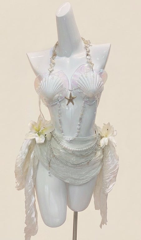 Combo bikini vỏ sò handmade trắng