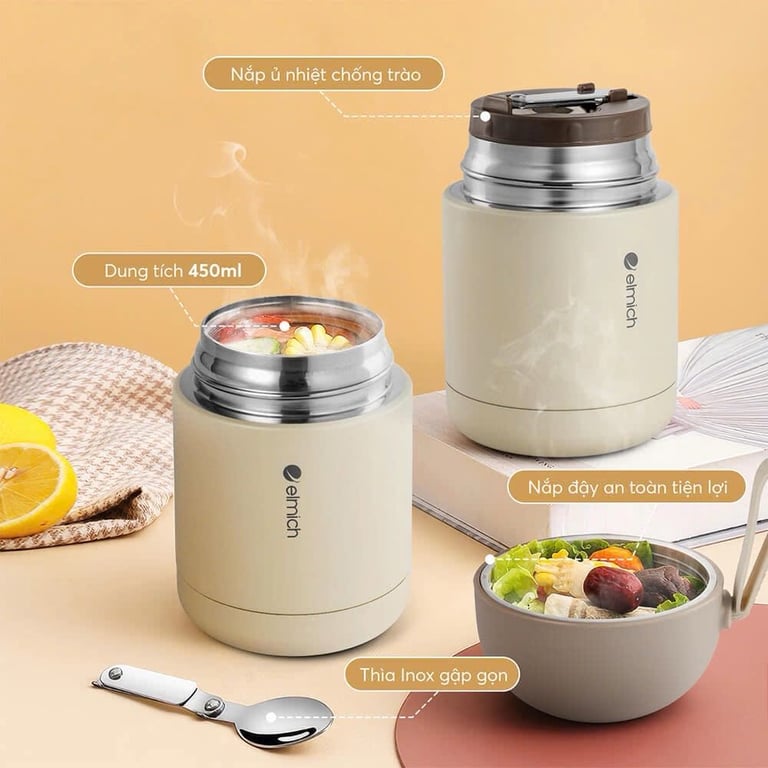 Bình đựng thức ăn giữ nhiệt inox 304 Elmich EL8301 dung tích 450ml