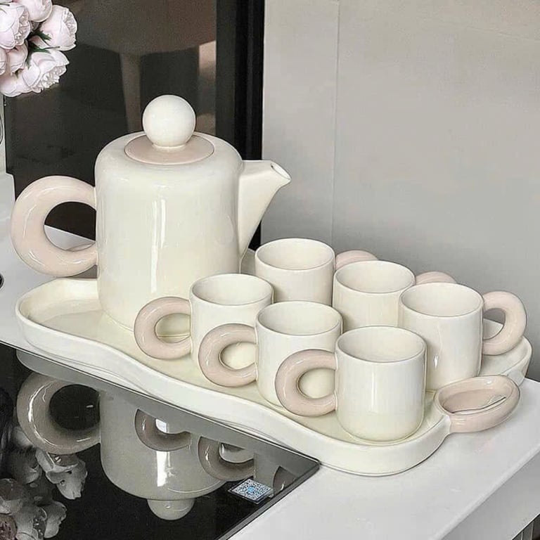 Set Bình nước + 6 cốc kèm khay Dopamine Phong cách Bắc Âu hiệu đại và cao cấp