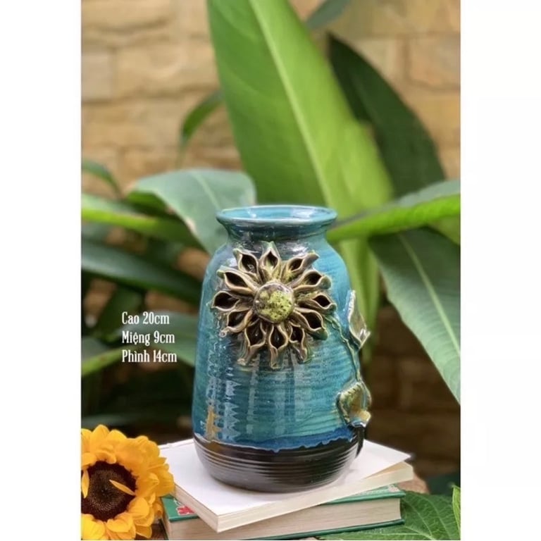 Set 3 bình hoa gốm hoa hướng dương