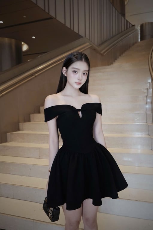 Đầm trễ vai nơ nhỏ brand Chou Chou