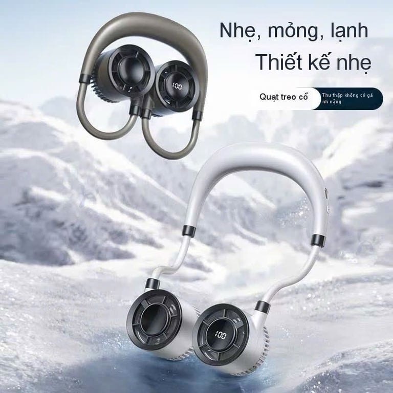 QUẠT ĐEO CỔ DI ĐỘNG – PIN TRÂU, MÀN HÌNH LED, XOAY 360°
