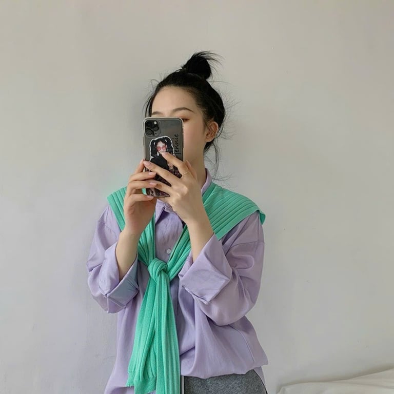 Khăn choàng nhỏ dệt kim phong cách Hàn Quốc