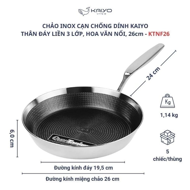 Chảo vân nổi kaiyo size 20-24-26 (chảo cạn)
