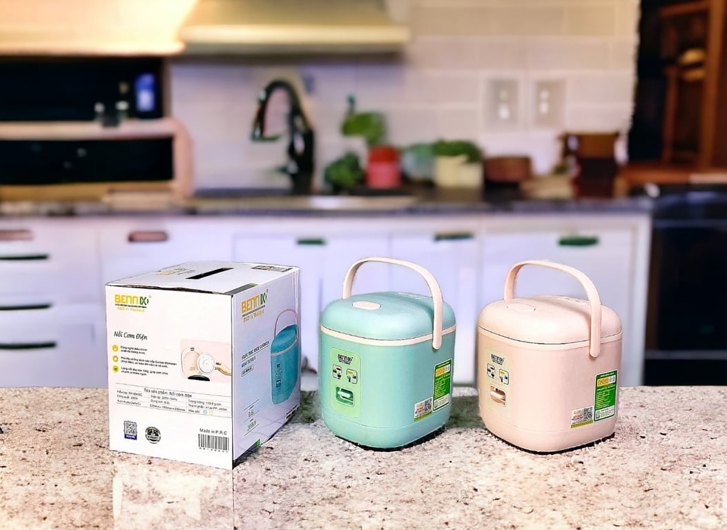 🍃 NỒI CƠM ĐIỆN MINI 0,6 LÍT BENNIX BN-006GC
