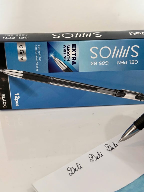 Set 12c Bút bi nước văn phòng mực gel 0.5mm Deli EG16