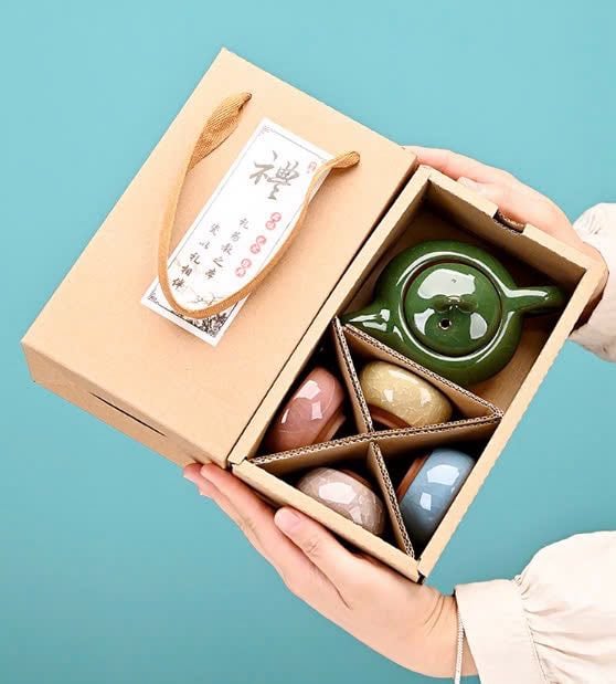 Bộ trà sứ men rạn cao cấp ( 1 ấm+ 4 chén) - GHA200