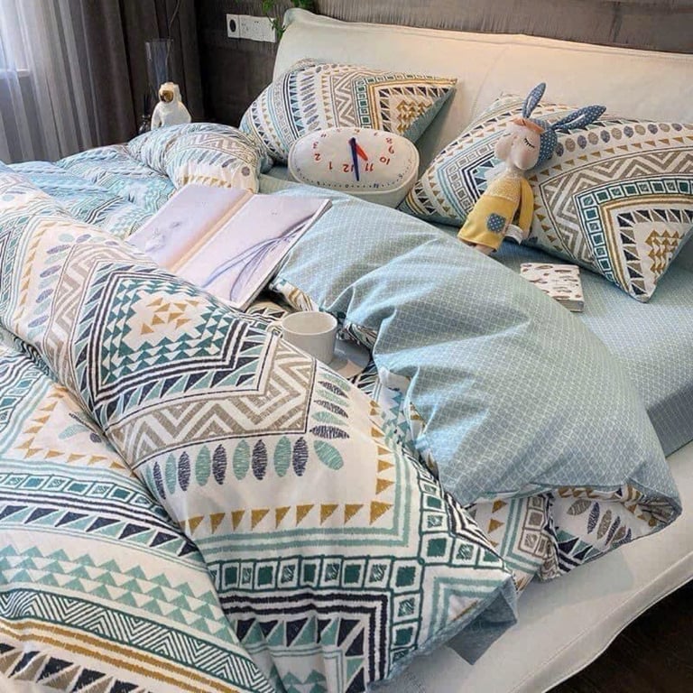 Bộ chăn, ga, gối cotton trần living 100%